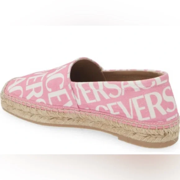 Versace Women's Logo Print Canvas Espadrilles
