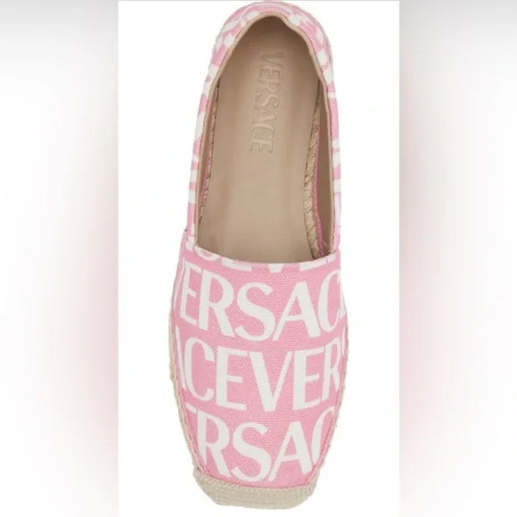 Versace Women's Logo Print Canvas Espadrilles