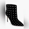 L'AGENCE Mariette Bootie II – Black Iridescent Leather Pointed-Toe Ankle Boots