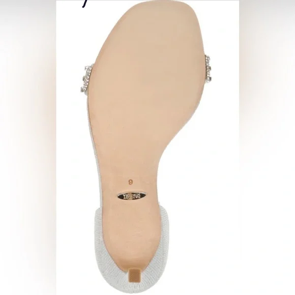 Badgley Mischka Crystal Embellished Satin Heels