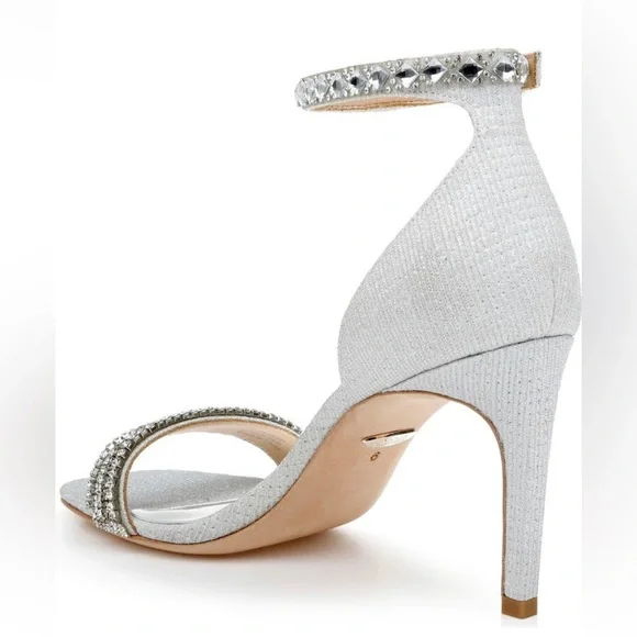 Badgley Mischka Crystal Embellished Satin Heels