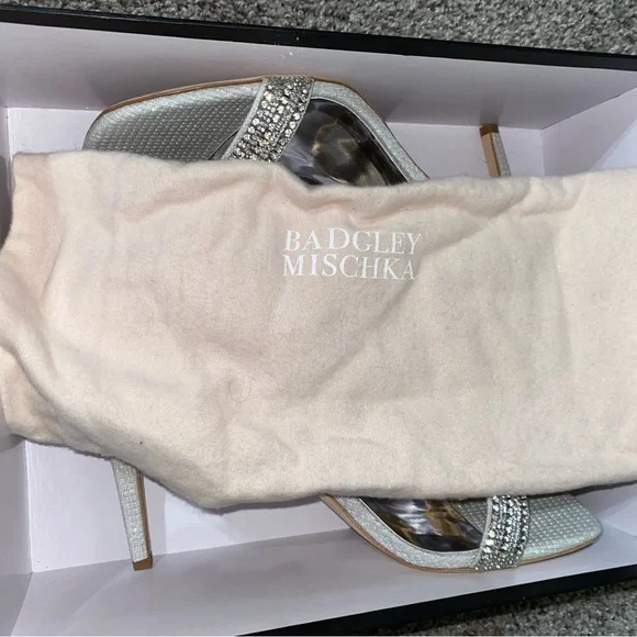 Badgley Mischka Crystal Embellished Satin Heels