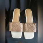 Indigo Road Tan Woven Faux Leather Slide Sandals