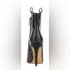 Karl Lagerfeld Paris Clea Black Leather Stiletto Bootie with Glitter Heel