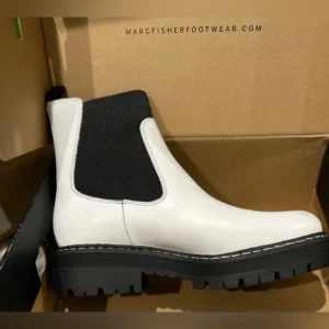 Marc Fisher White Leather Chelsea Boots