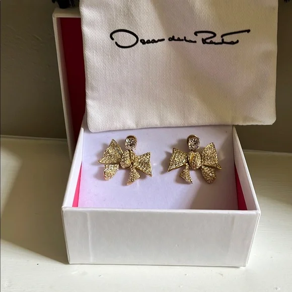 Oscar de la Renta Pavé Bow Drop Earrings