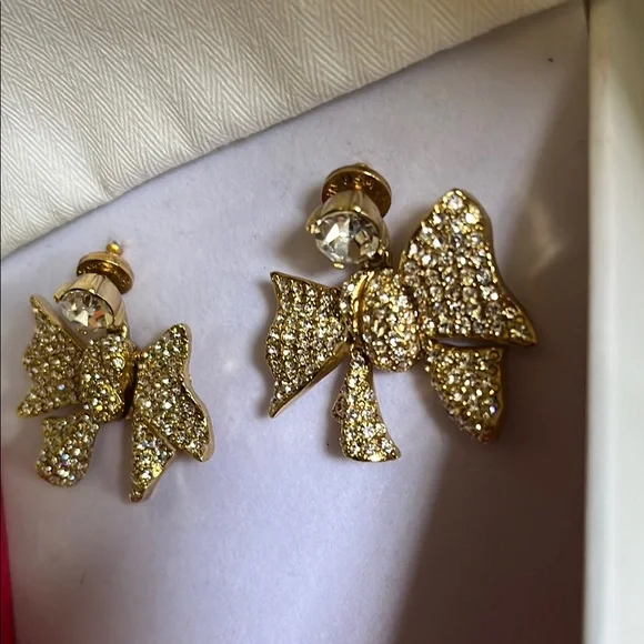 Oscar de la Renta Pavé Bow Drop Earrings