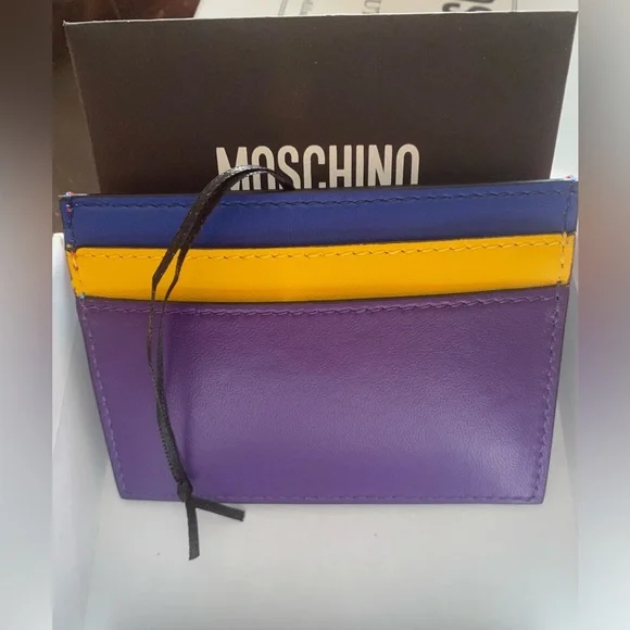 Moschino Colorblock Leather Card Case