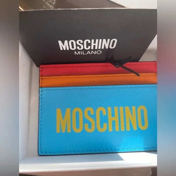 Moschino Colorblock Leather Card Case