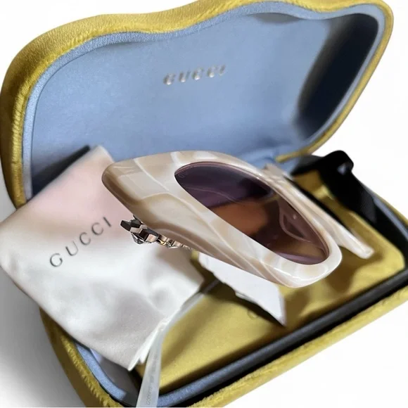 Gucci Women’s White Sunglasses with Crystal Embellishments