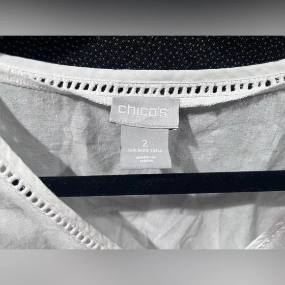 Chico's Women’s Embroidered Lace Cutout V-Neck Top