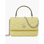 Tory Burch Kira Chevron Mini Top Handle Bag - Pale Yellow Quilted Leather