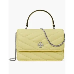 Tory Burch Kira Chevron Mini Top Handle Bag - Pale Yellow Quilted Leather