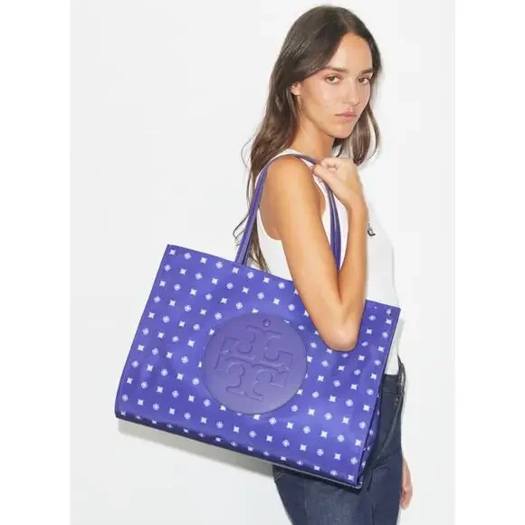 Tory Burch Printed Ella Tote - Purple Monogram Bag