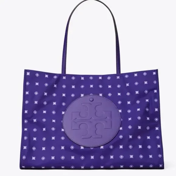 Tory Burch Printed Ella Tote - Purple Monogram Bag