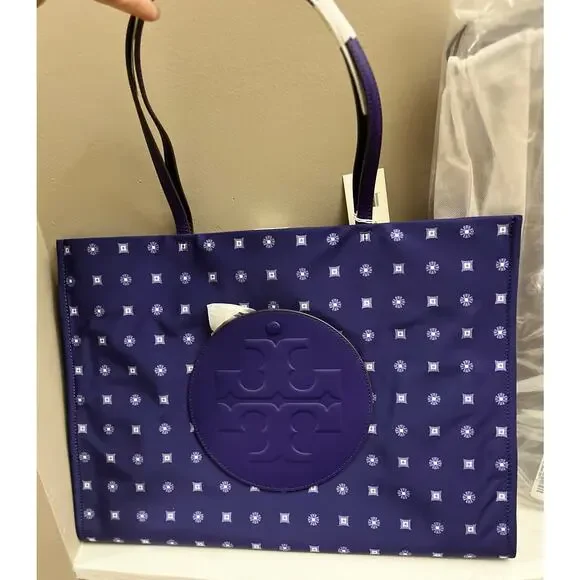 Tory Burch Printed Ella Tote - Purple Monogram Bag