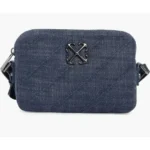 Off-White Quilted Denim Shoulder Bag - Blue Denim with Black Arrows Logo