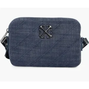 m_wp_697563a0d7555d391e8c5d30 Off-White Quilted Denim Shoulder Bag - Blue Denim with Black Arrows Logo