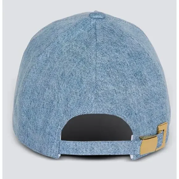 Balmain Paris Logo Denim Cap - Light Blue Faded Jean Hat