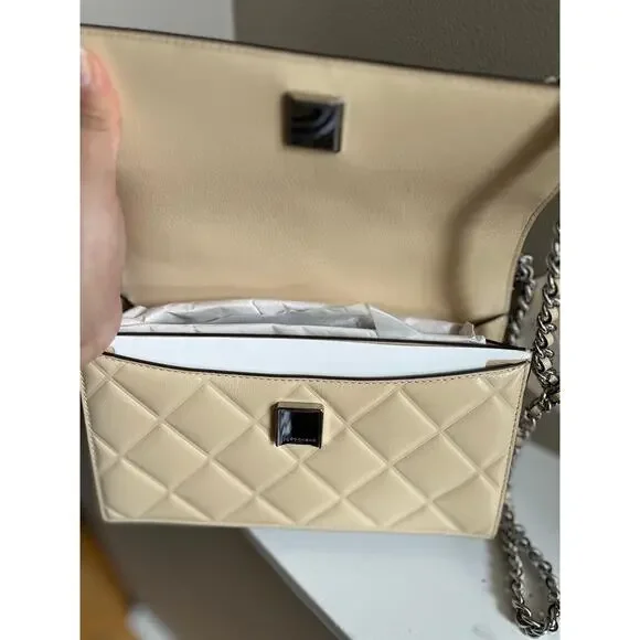 Tory Burch Small Fleming Shoulder Bag in Cream Polished Leather