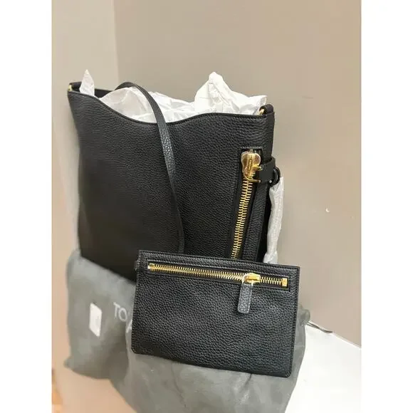 TOM FORD Alix Small Shoulder Bag - Black Leather Hobo