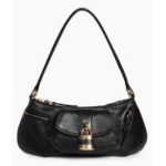 Chloé The 99 Leather Shoulder Bag - Black with Gold Padlock