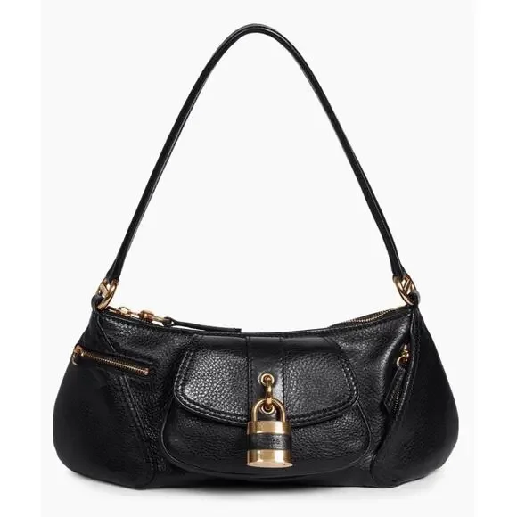 m_wp_697ea2891986c241aa50daea Chloé The 99 Leather Shoulder Bag - Black with Gold Padlock