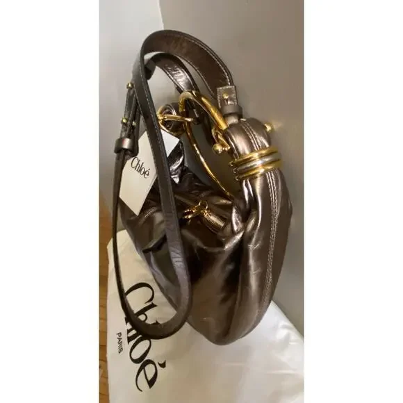 m_wp_697efee1955383f128817464 Chloé Small Bracelet Hobo Bag - Metallized Leather with Gold Ring