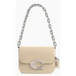 COACH Idol Bag in Ivory Leather - Oversized Silver "C" Logo Bag