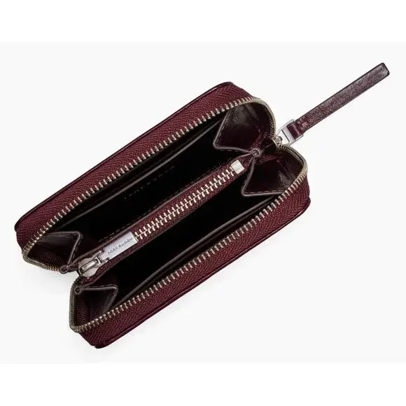 Tory Burch Kira Diamond Quilted Zip-Around Wallet - Black Cherry Leather