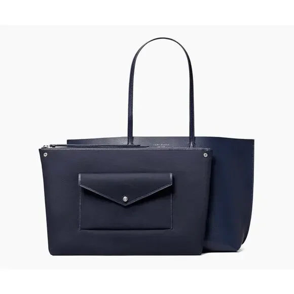 Tory Burch Perry Tote in Navy – Leather Laptop Bag