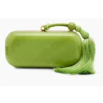 Cult Gaia Small Yasmin Acrylic Clutch - Chartreuse Green Tassel Bag