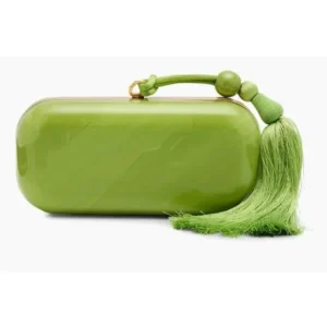 Cult Gaia Small Yasmin Acrylic Clutch - Chartreuse Green Tassel Bag