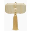Cult Gaia Yasmin Acrylic Tassel Clutch - Sand Beige Marble