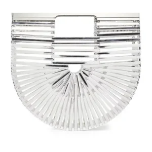 Cult Gaia Gaia’s Ark Clutch - Silver Acrylic Top Handle Bag