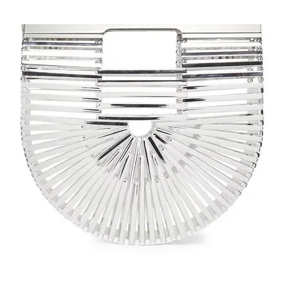 Cult Gaia Gaia’s Ark Clutch - Silver Acrylic Top Handle Bag