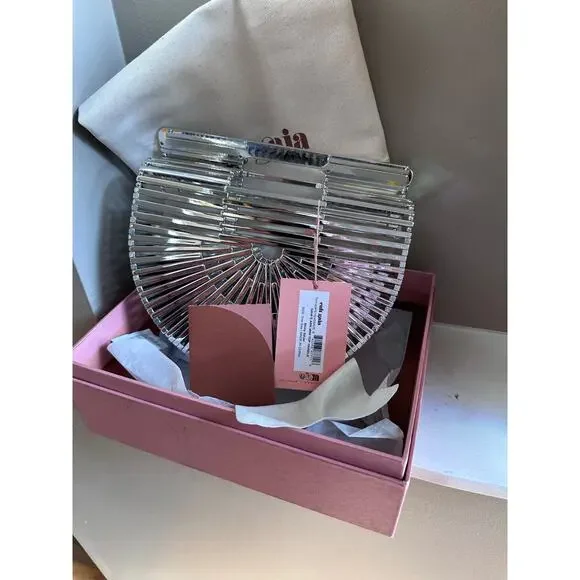 Cult Gaia Gaia’s Ark Clutch - Silver Acrylic Top Handle Bag