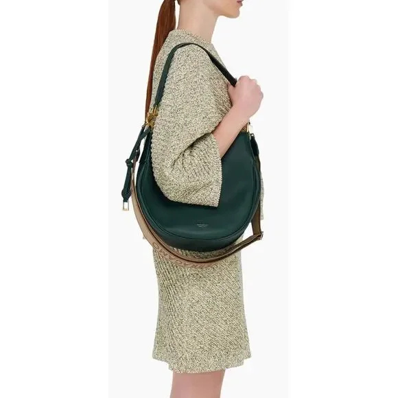Ferragamo Gancini Leather Hobo Bag - Forest Green