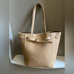 Veronica Beard Dash Leather Tote Bag – Structured Belted Work Tote