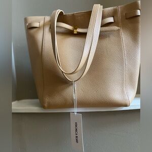 Veronica Beard Dash Leather Tote Bag – Structured Belted Work Tote